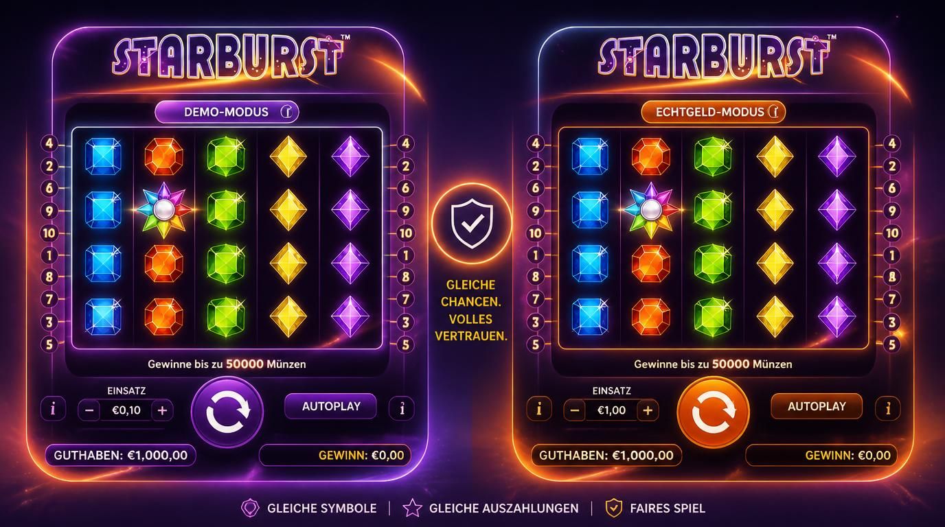 Demo vs Echtgeld – gleiche Mechanik ersichtlich