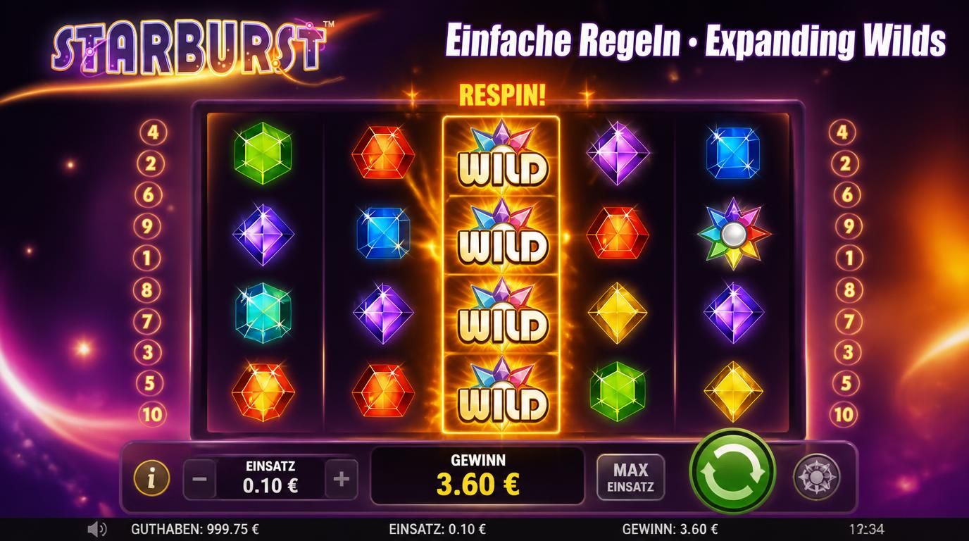  Bild zeigt Slotspiel mit Wild-Mittelfeld &amp, Respins aktiv